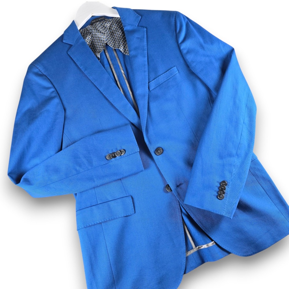 Hugo Boss Mens Blazer 40R Royal Blue Roan2 Extra Slim Fit Stretch Sport Coat